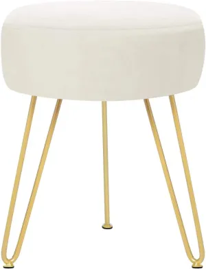 GERANT Multifunctional Vanity Stools - Velvet Round Ottoman Modern Dressing Stool -Upholstered Footrest Stool - Side Table Footstool with Golden Metal Leg for Living Room, Bedroom(Beige)
