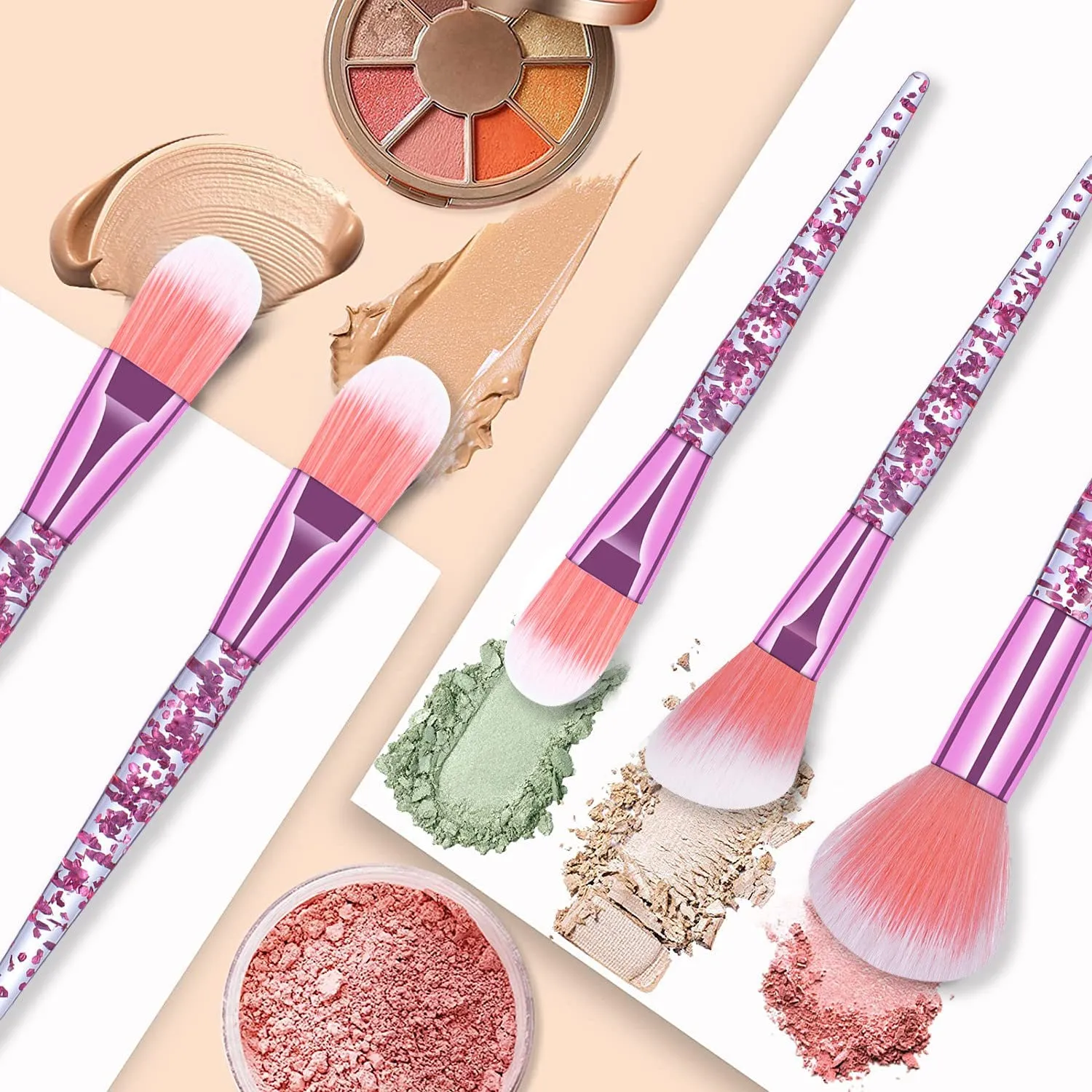 Glitter Eye Brush Lip Brushes Cute Crystal Bling Sets Set Makeup Dazzled For Face Eyeshadow Makeup Brush Foundation (Color : Pink, Size : One Size)