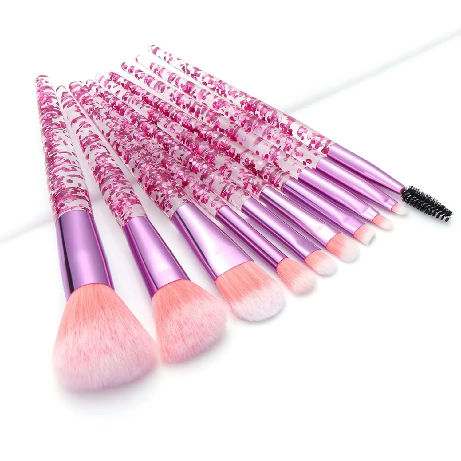 Glitter Eye Brush Lip Brushes Cute Crystal Bling Sets Set Makeup Dazzled For Face Eyeshadow Makeup Brush Foundation (Color : Pink, Size : One Size)