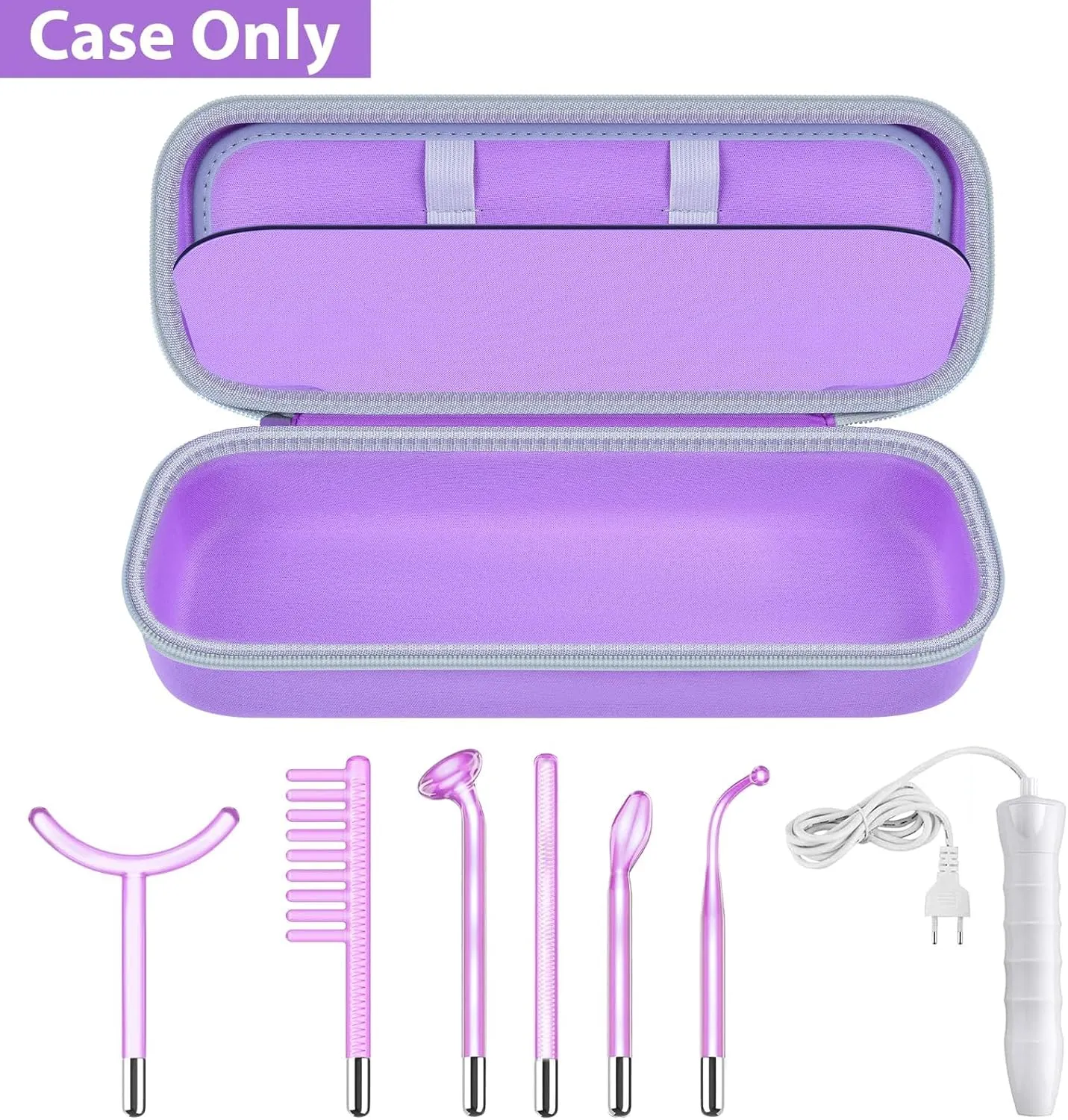 GWCASE Case Compatible with Houzzi/for NuDerma/for Signstek/for APREUTY/for FAZJEUNE/for NewWay Professional Clinical Portable Handheld High Frequency Skin Wand Machine, 6 Neon & Argon Wands-Purple