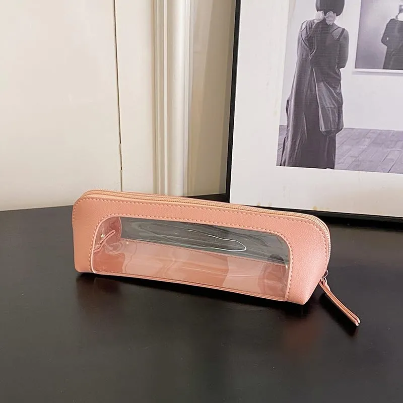 Hand makeup bag, brow pencil bag, lipstick makeup brush storage bag, portable bag (pink)