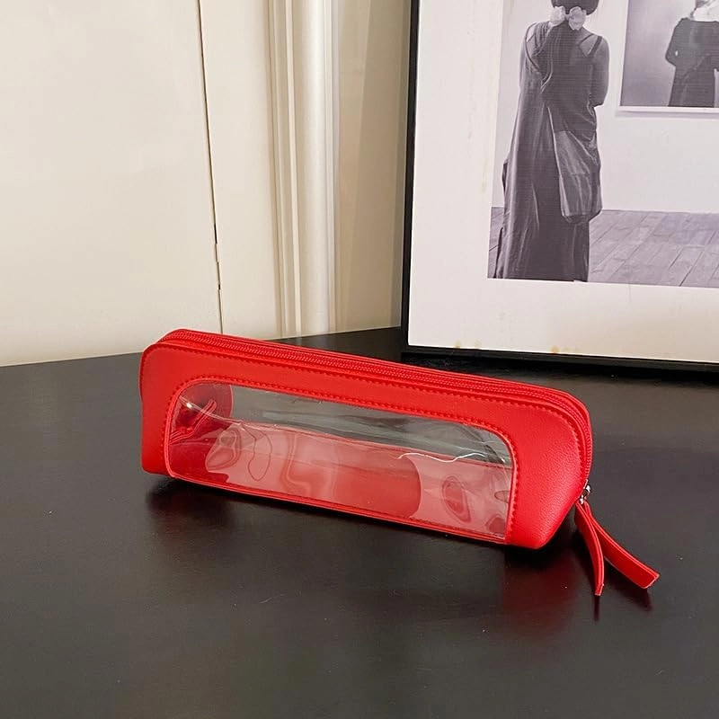 Hand makeup bag, brow pencil bag, lipstick makeup brush storage bag, portable bag (red)
