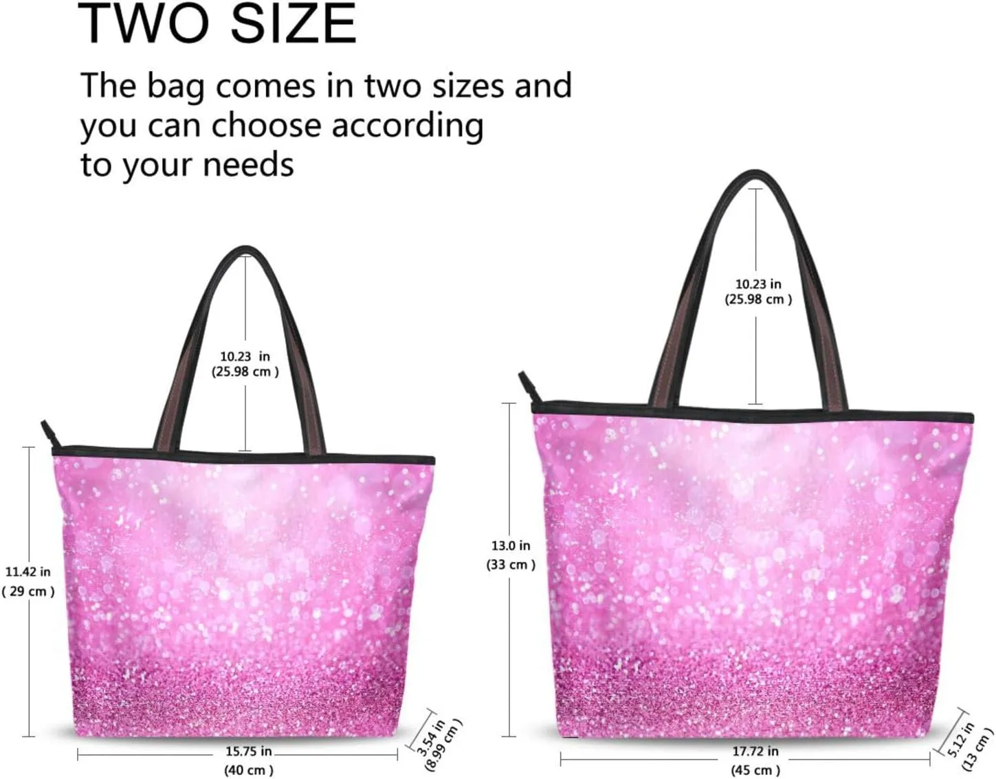 Handbag for Women Glitter Vivid Pink Shoulder Bag Gym Tote Travel Shopping Satchel