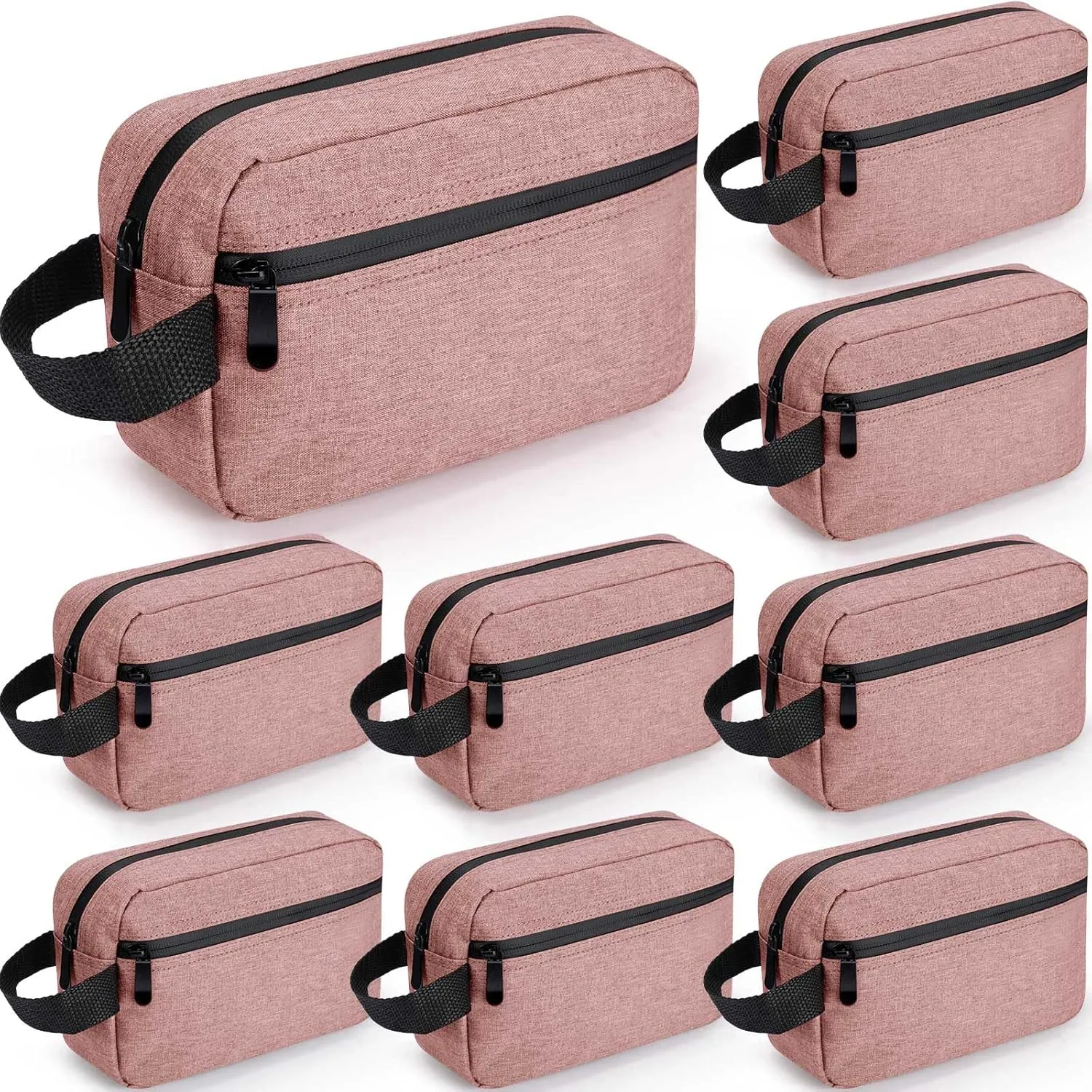 Hillban 9 Pcs Portable Toiletry Bag for Men Water Resistant Shaving Bag Foldable Cosmetic Bag Travel Bag for Toiletries Hanging Storage Shower Bag wedding groomsmen gifts(Pink)