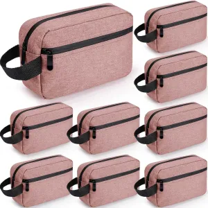 Hillban 9 Pcs Portable Toiletry Bag for Men Water Resistant Shaving Bag Foldable Cosmetic Bag Travel Bag for Toiletries Hanging Storage Shower Bag wedding groomsmen gifts(Pink)