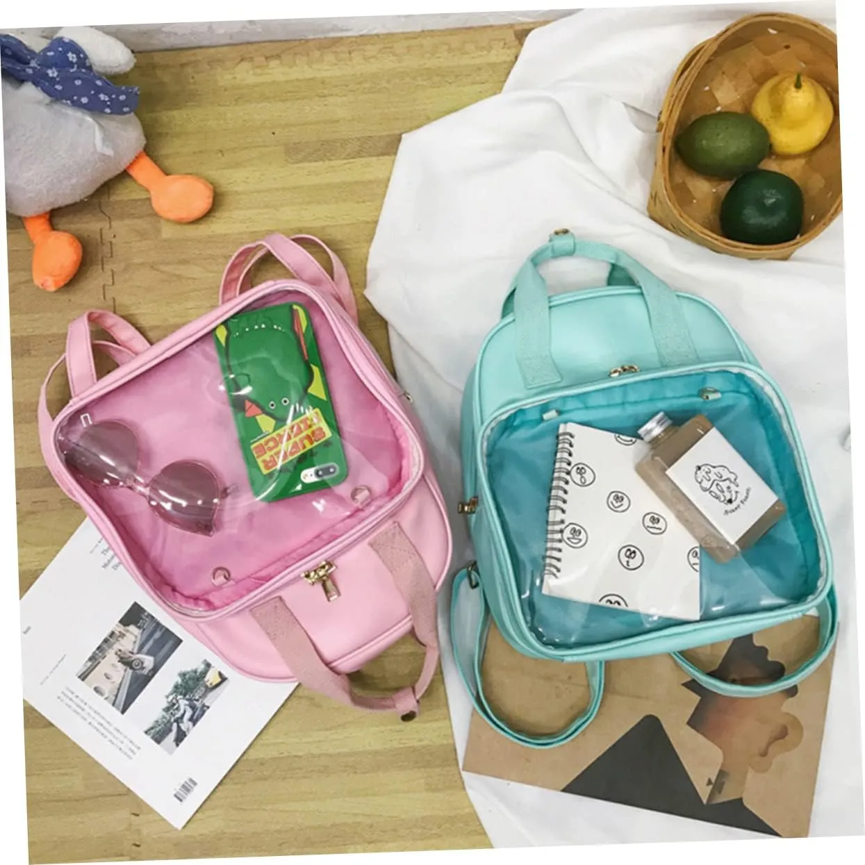 Homoyoyo Candy Backpack School Bag Pvc Satchel for Girls Women Boys and Girls Adjustable Straps Large Capacity