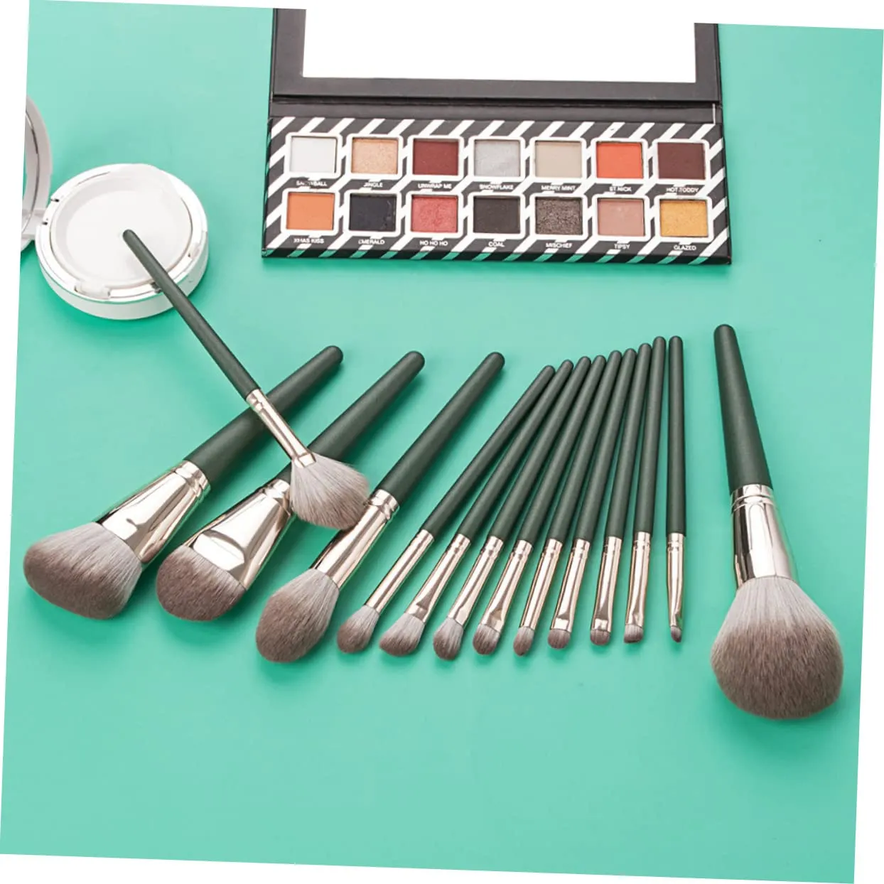 Housoutil Complete Makeup Brush Set 14 Piece Kit Makeup Brush and Sponge Set Includes Eyeshadow Foundation Blush