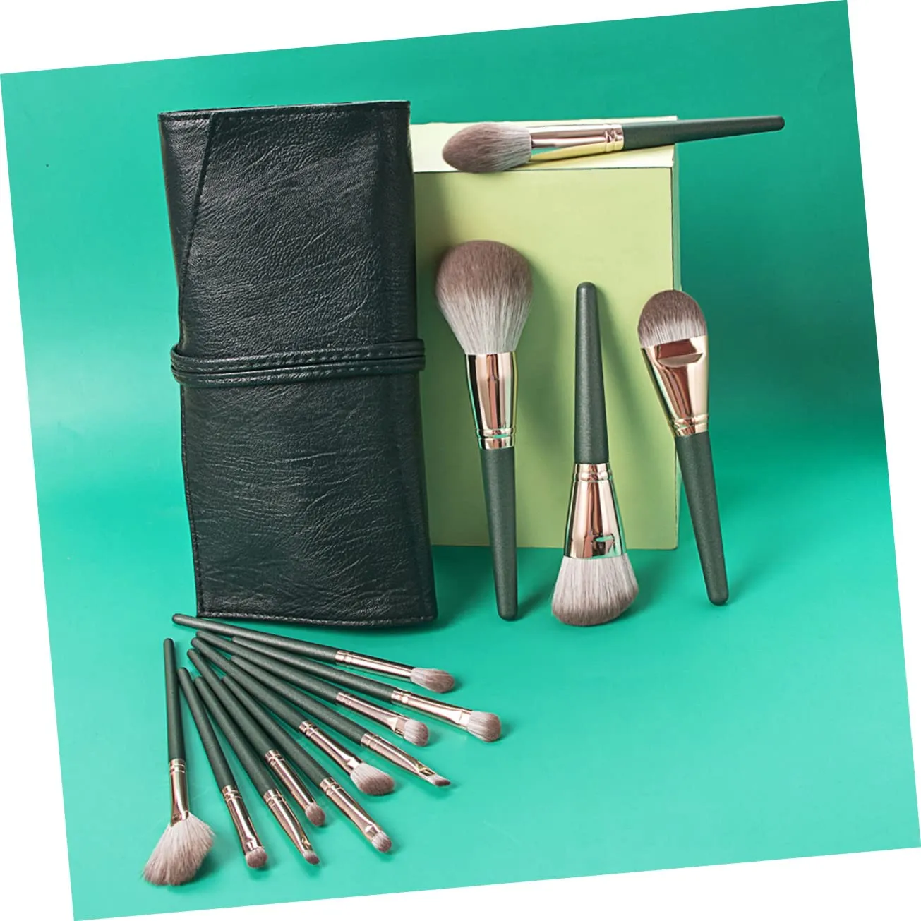 Housoutil Complete Makeup Brush Set 14 Piece Kit Makeup Brush and Sponge Set Includes Eyeshadow Foundation Blush