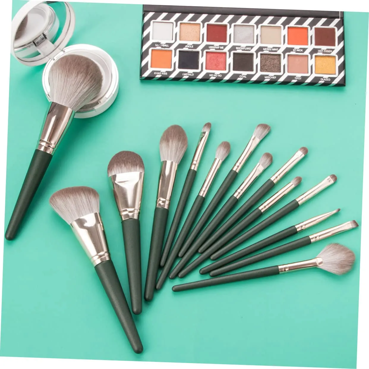 Housoutil Complete Makeup Brush Set 14 Piece Kit Makeup Brush and Sponge Set Includes Eyeshadow Foundation Blush