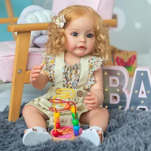 iCradle 22 Inch Reborn Baby Doll Girl,Silicone Full Body Newborn Toddler Doll Realistic Looking Washable Bebe,Dolls Anatomically Correct for Age3  (White Silicone Doll Blond Hair)