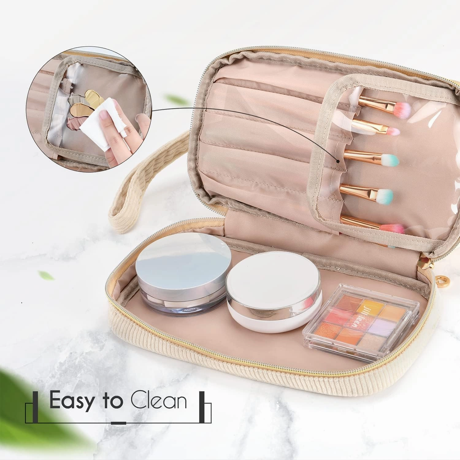 Initial Travel Makeup Bag for Women, Personalized Gift Large Double Layer Make Up Gift Cute Cosmetic Bag for Girl Makeup Pouch Wide-open Roomy Makeup Travel Bags Birthday Gifts for Her Pink - F