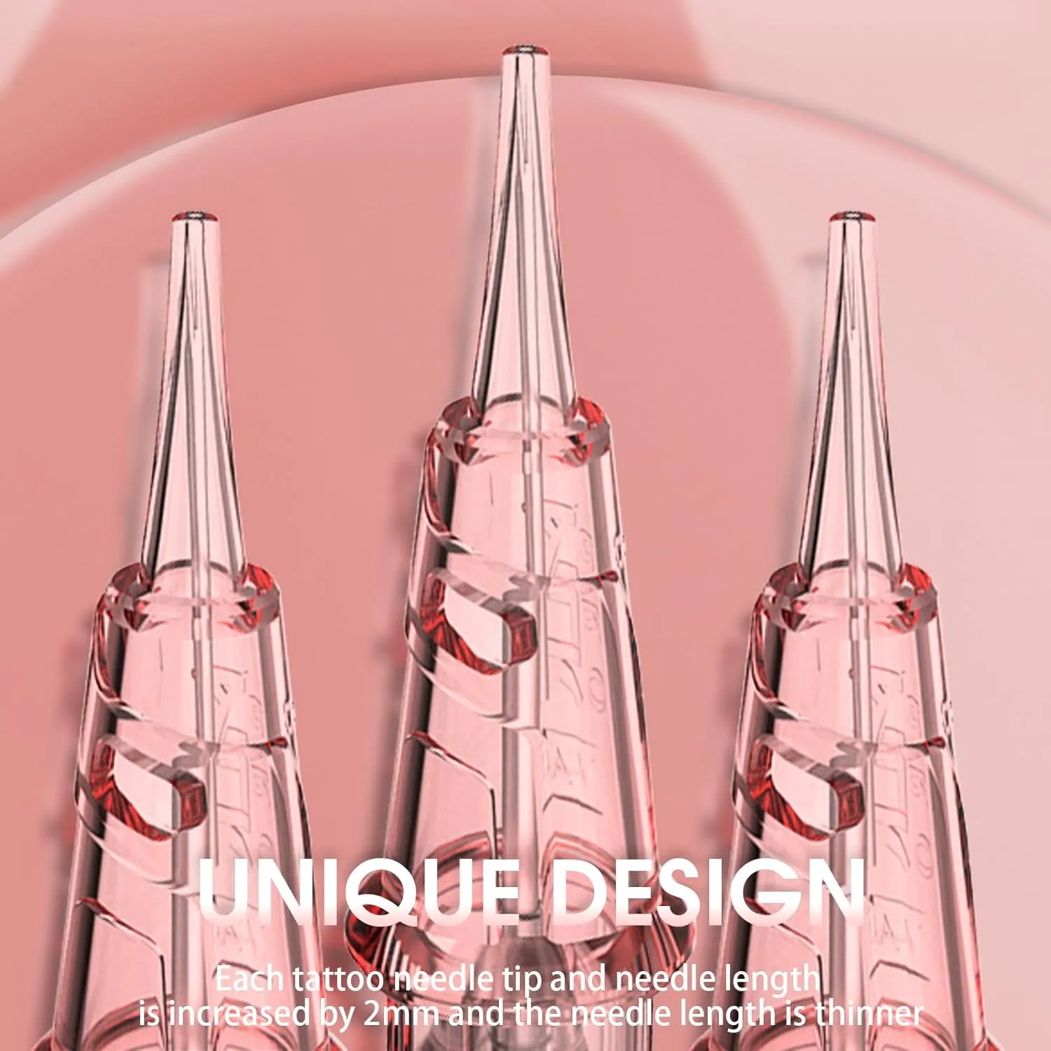 INKin SMP Professional Tattoo Cartridge Needles 3RL Round Liner 0.16mm Permanent Makeup Microblading Needles with Safety Membrane for Hair Scalp Brows Lip Blush, Box of 20Pcs (0403RL Pink)