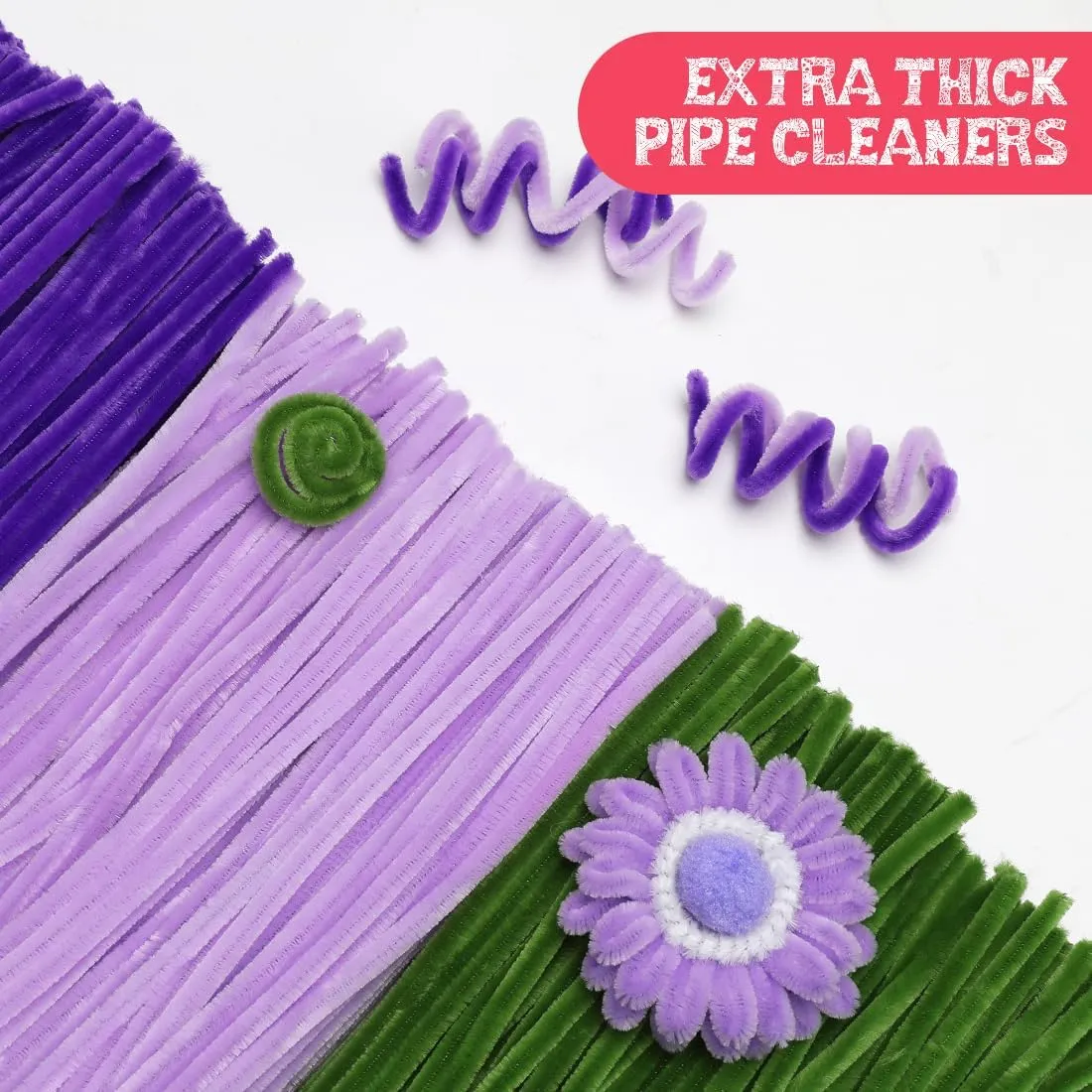 IOOLEEM 480pcs Purple Lavender Pipe Cleaners Flower Making Kit, Arts & Craft Supplies, Pipe Cleaners for Flowers, Craft Supplies Kit, Ideas for Art Project Activity