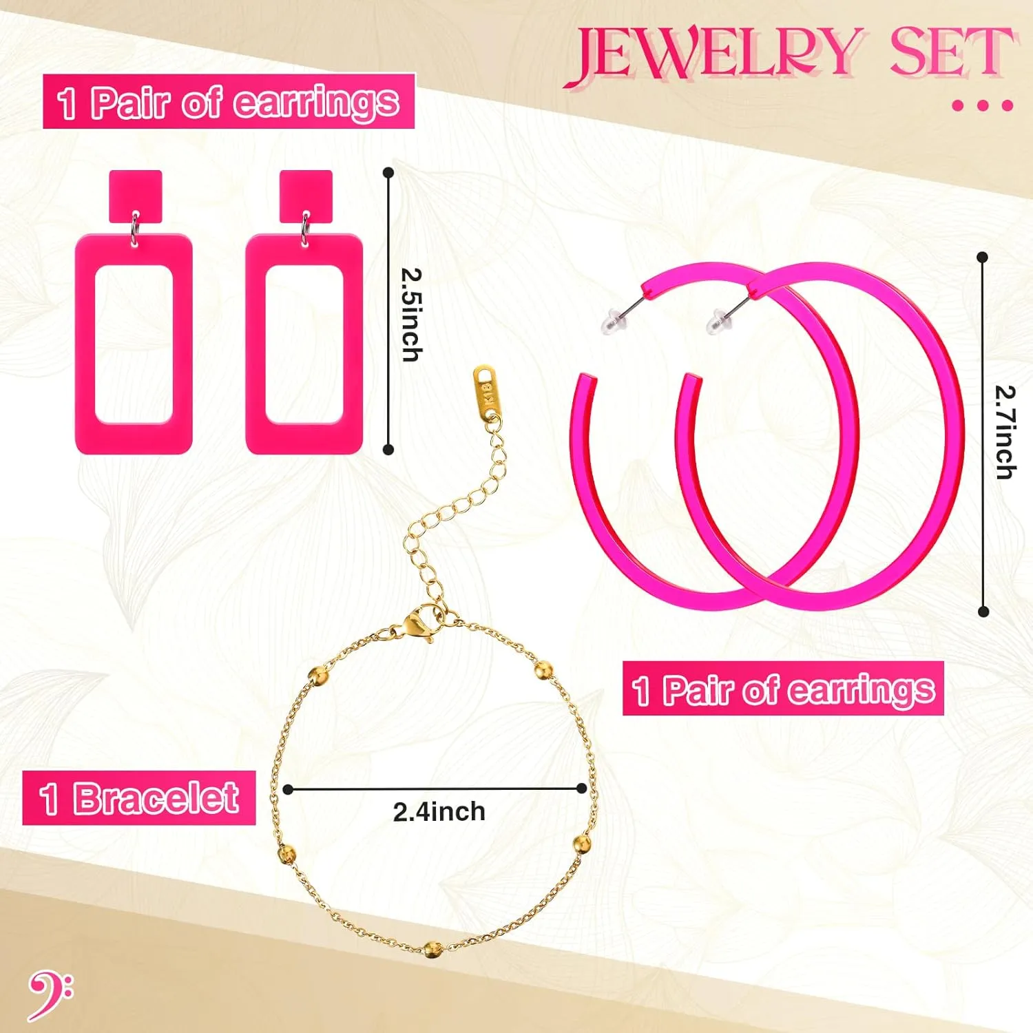 Jadive 4 Pcs Women Acrylic Hand Purse Clear Clutch Evening Bag Retro Earring Bracelet Jewelry Set Neon Vintage Wedding Gift