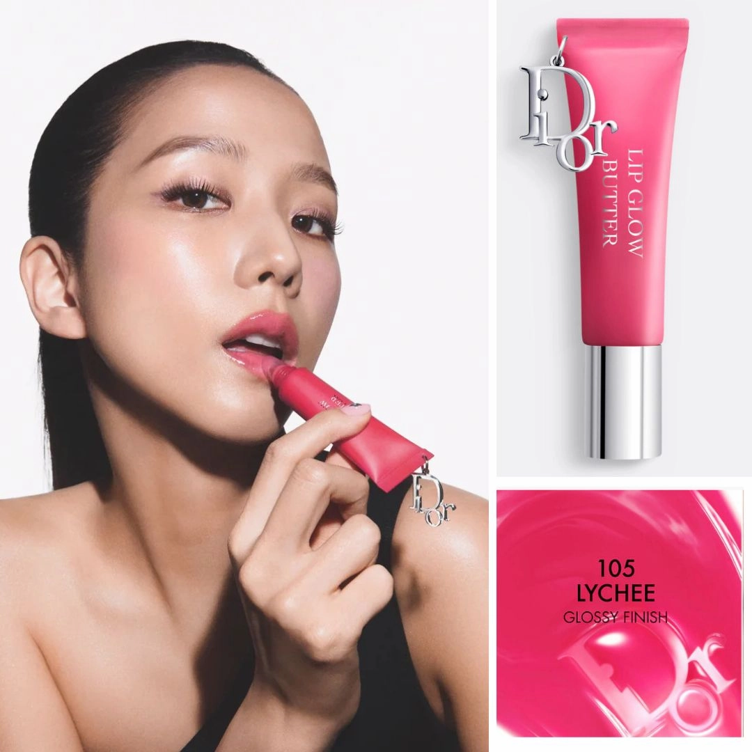 JISOO X Dior Addict Lip Glow Butter 24-Hour Hydrating Shine Lip Treatment - Peptide   Ceramide