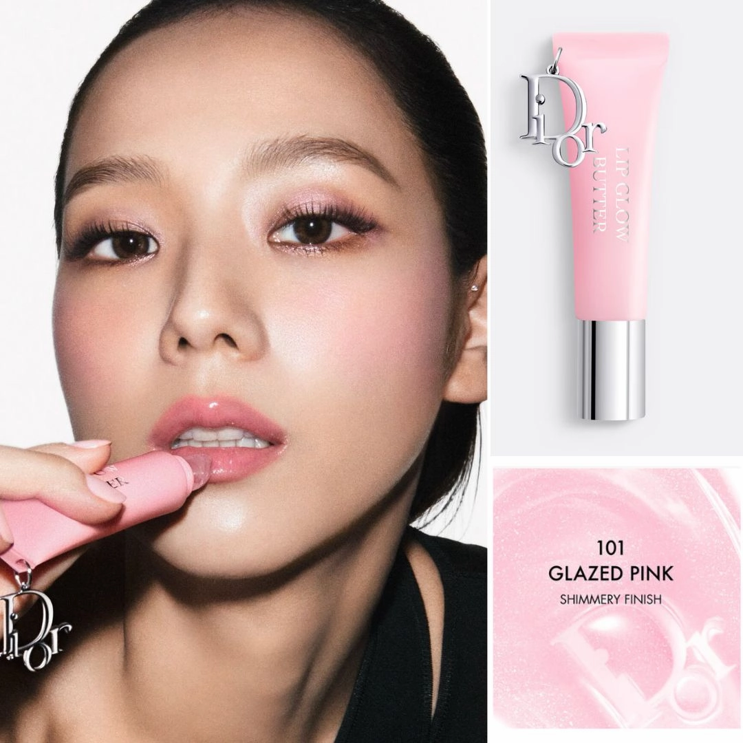 JISOO X Dior Addict Lip Glow Butter 24-Hour Hydrating Shine Lip Treatment - Peptide   Ceramide