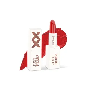 Just;Herbs Ayurvedic Creamy Matte Lipstick For Moisturized Lips - Parabens & Chemical Free 05 Deep Red (Half - Size) 1.8gm