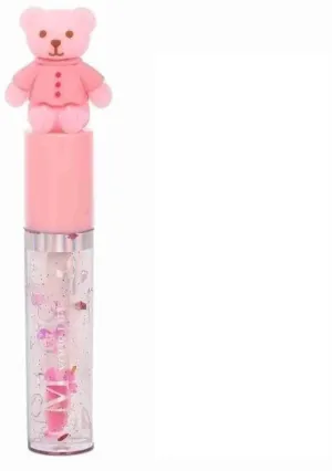 K- Teddy B.e.a.r. Lip Gloss, Pink Shade, Glossy Transparent Lipstick, 5 Fl Oz, Long Lasting