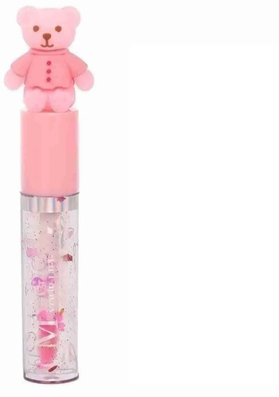 K- Teddy B.e.a.r. Lip Gloss, Pink Shade, Glossy Transparent Lipstick, 5 Fl Oz, Long Lasting