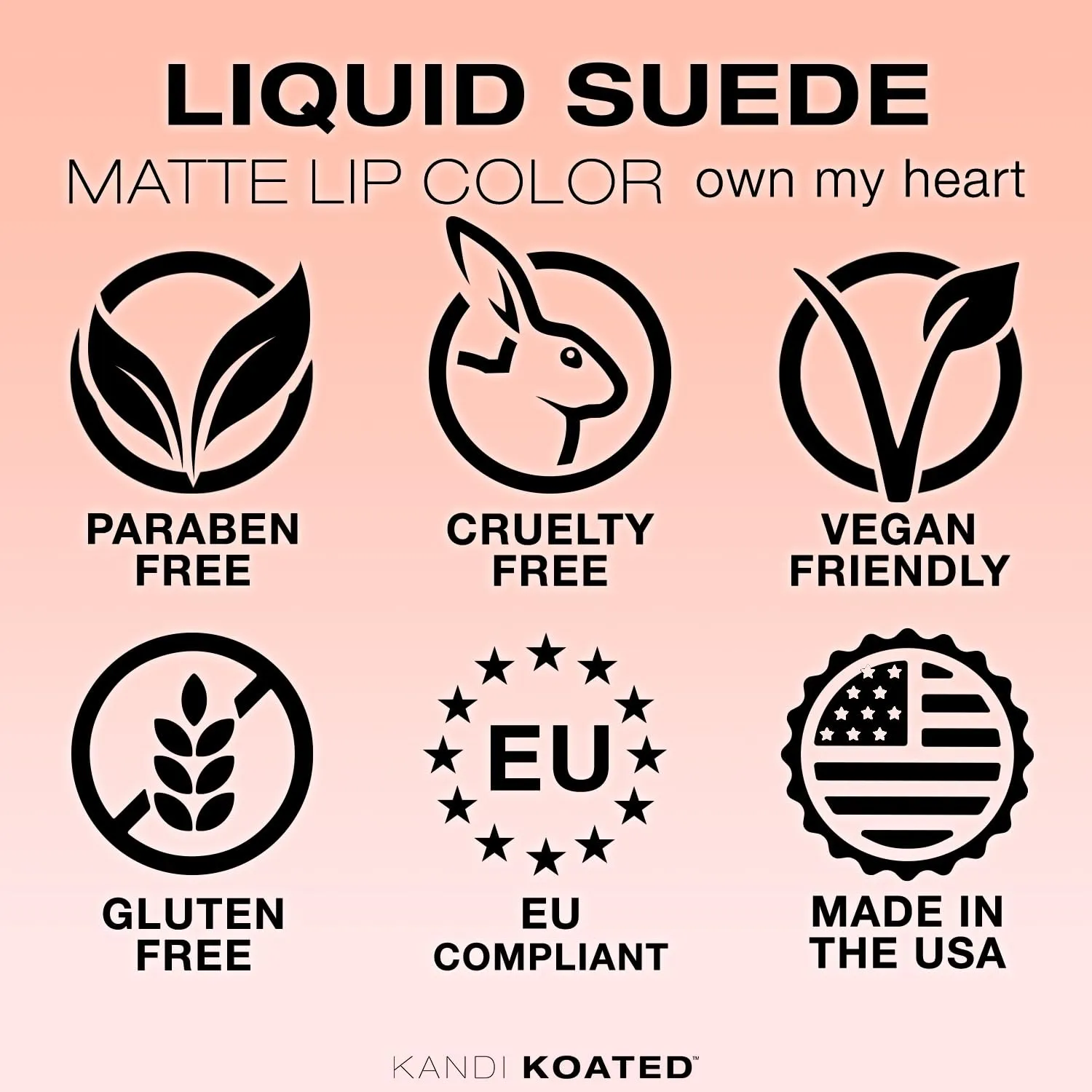 Kandi Koated Liquid Suede Lipstick [Own My Heart] Liquid Matte Lip Color | Intense Color Options, Non-Sticky, Paraben-Free, Cruelty-Free | Beauty & Makeup
