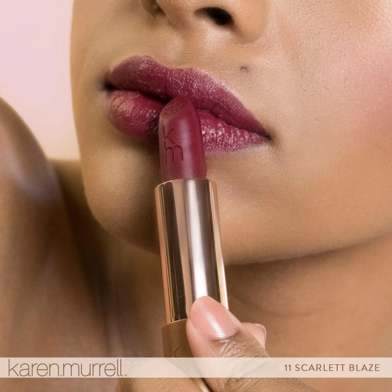 Karen Murrell - Natural Lip Stick - 11 Scarlet Blaze - Dark Red Lipstick - Matte Finish, 100% Natural Ingredients, Moisturizes & Hydrates Lips - Paraben & Cruelty Free
