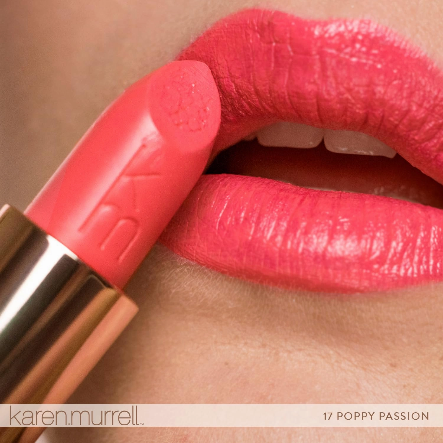 Karen Murrell - Natural Lip Stick - Lipstick 17 Poppy Passion - Coral Lipstick - Matte Finish, 100% Natural Ingredients, Moisturizes & Hydrates Lips - Paraben & Cruelty Free