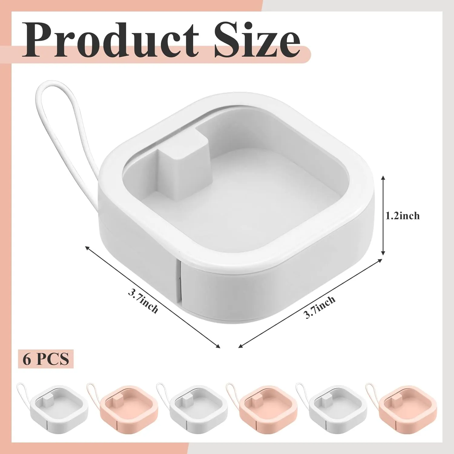 Kathfly 6 Pcs Hair Tie Container Dispenser Organizer Hair Tie Holder Travel Portable Bobby Pin Holder Cotton Swabs Dispenser Women Bathroom Storage Accessory(Pink, White)