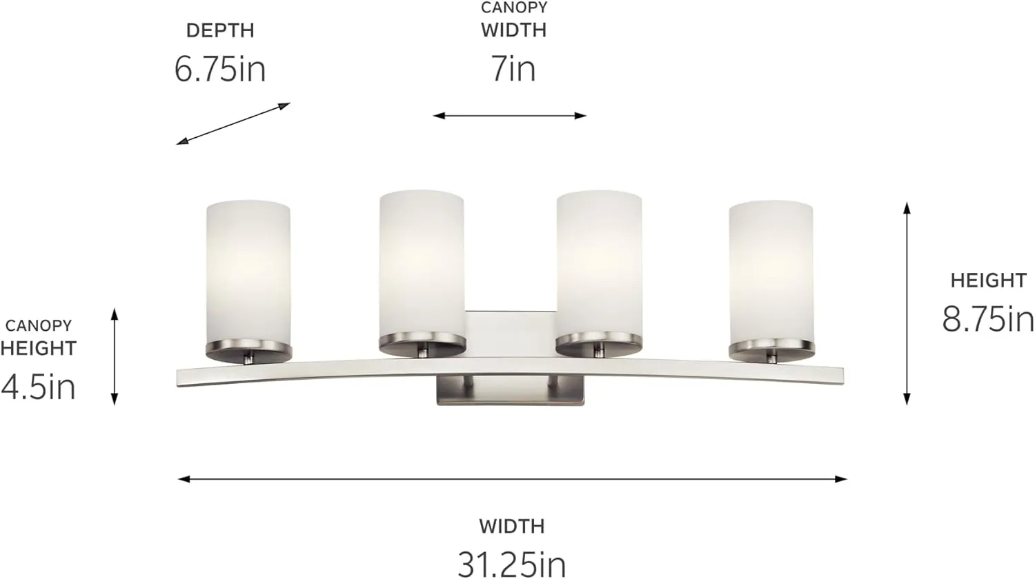 KICHLER Crosby 31" 4 Light Vanity Light Satin Etched Cased Opal Brushed Nickel