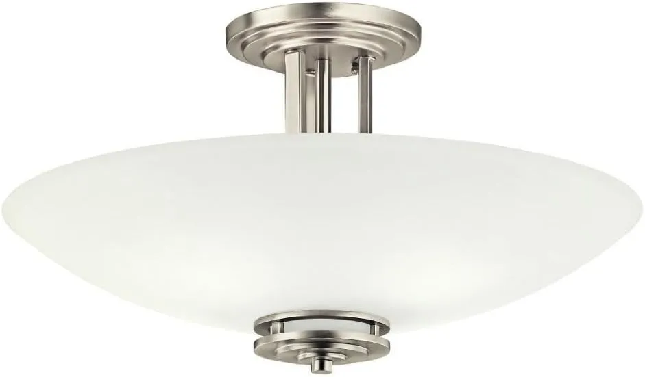 Kichler Hendrik 24" 4 Light Semi Flush with Satin Etched Cased Opal Glass Brushed Nickel