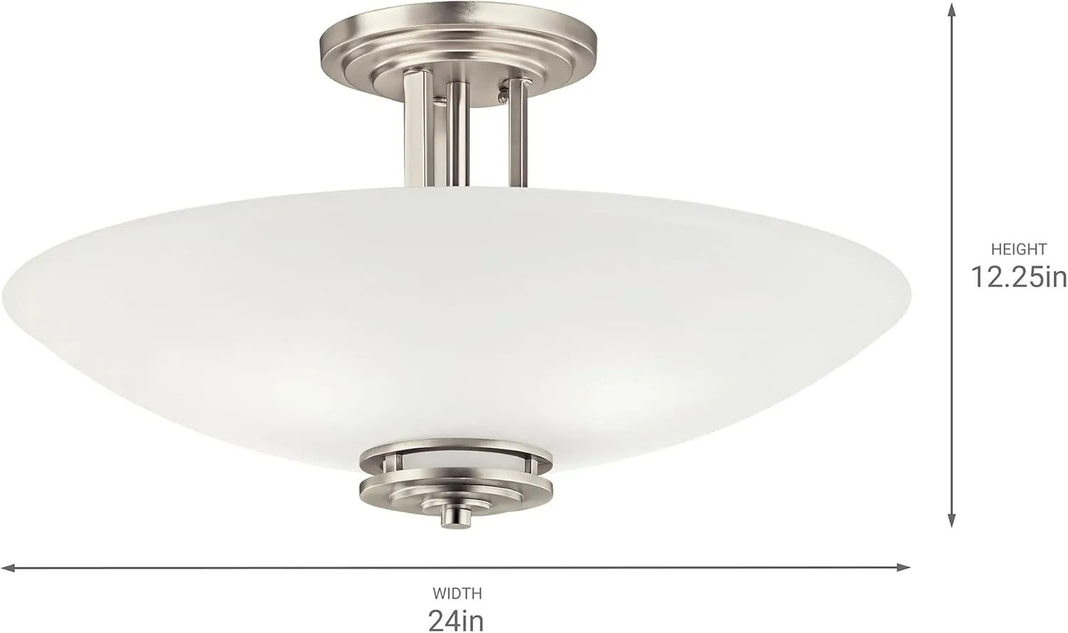 Kichler Hendrik 24" 4 Light Semi Flush with Satin Etched Cased Opal Glass Brushed Nickel
