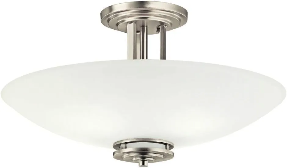 Kichler Hendrik 24" 4 Light Semi Flush with Satin Etched Cased Opal Glass Brushed Nickel