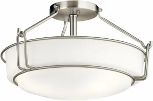 Kichler Lighting Alkire 16.5" 3 Light Semi Flush with Satin Etched White Glass in Brushed Nickel