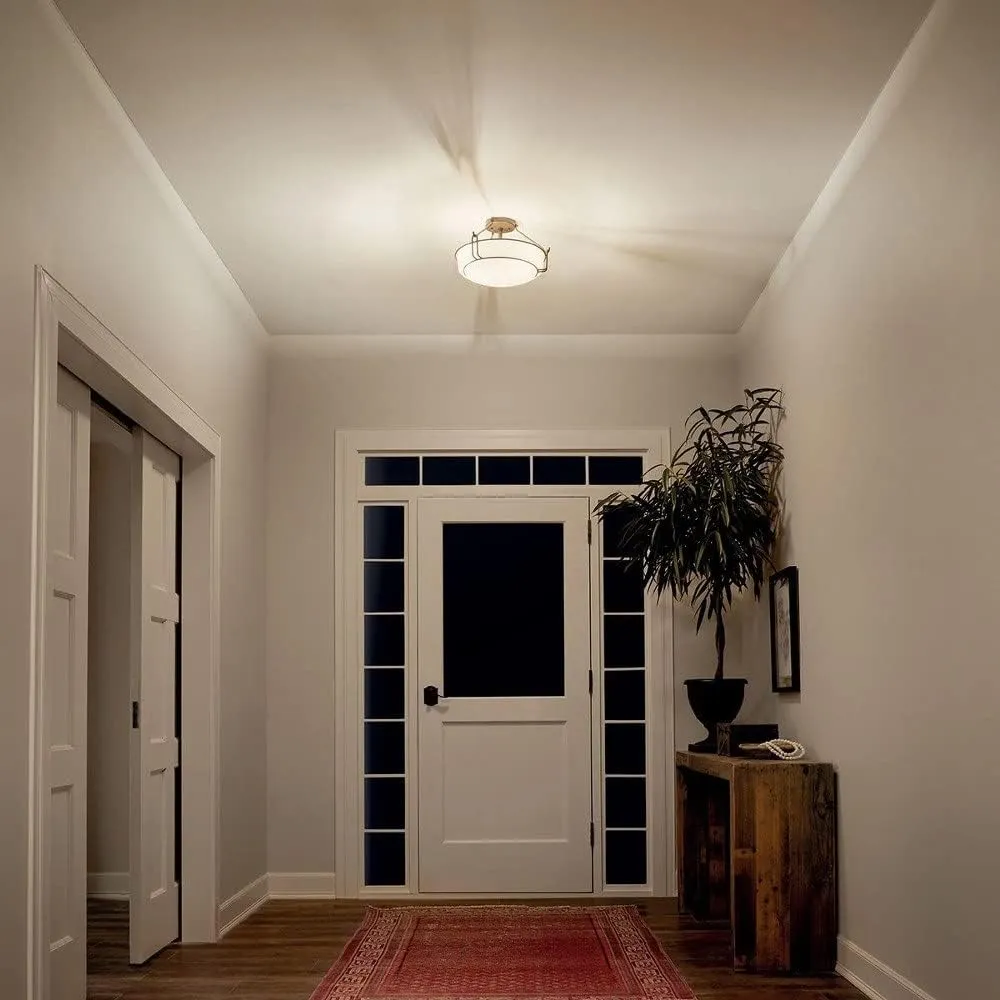 Kichler Lighting Alkire 16.5" 3 Light Semi Flush with Satin Etched White Glass in Olde Bronze