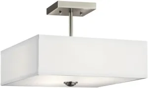 Kichler Lighting Shailene 14" 3 Light Square Semi Flush with Satin Etched White Diffuser and White Microfiber Shade in Brushed Nickel