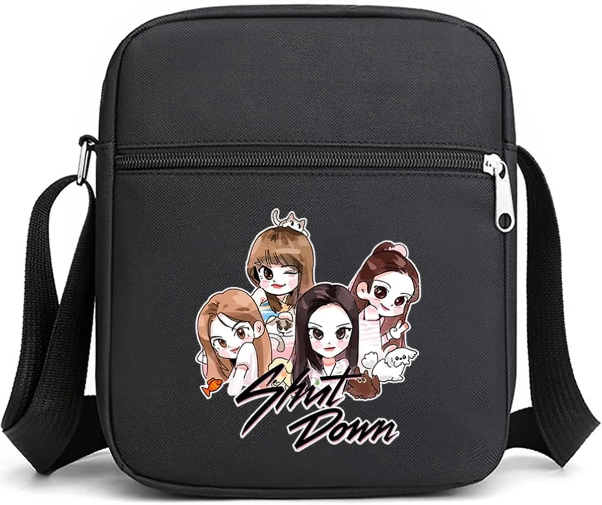 Korean Black K-pop Pink Shut Down Merch Crossbody Bag Handbag for Women