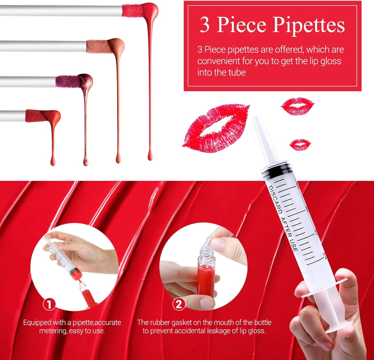 KPX 30 Pcs lip Gloss Tube Containers Bulk Wand 10ml Empty Clear Pink Lip Oil Tubes Refillable Lip Balm Bottles with Rubber Insert for DIY Makeup Such as Lip Samples, Homemade Lip Balm (Golden)