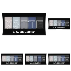 L.A. COLORS 5 Color Matte Eyeshadow Palette, Blue Denim CEM474 (Pack of 5)