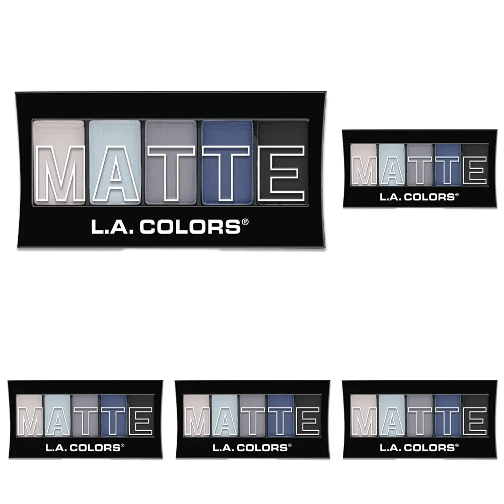 L.A. COLORS 5 Color Matte Eyeshadow Palette, Blue Denim CEM474 (Pack of 5)