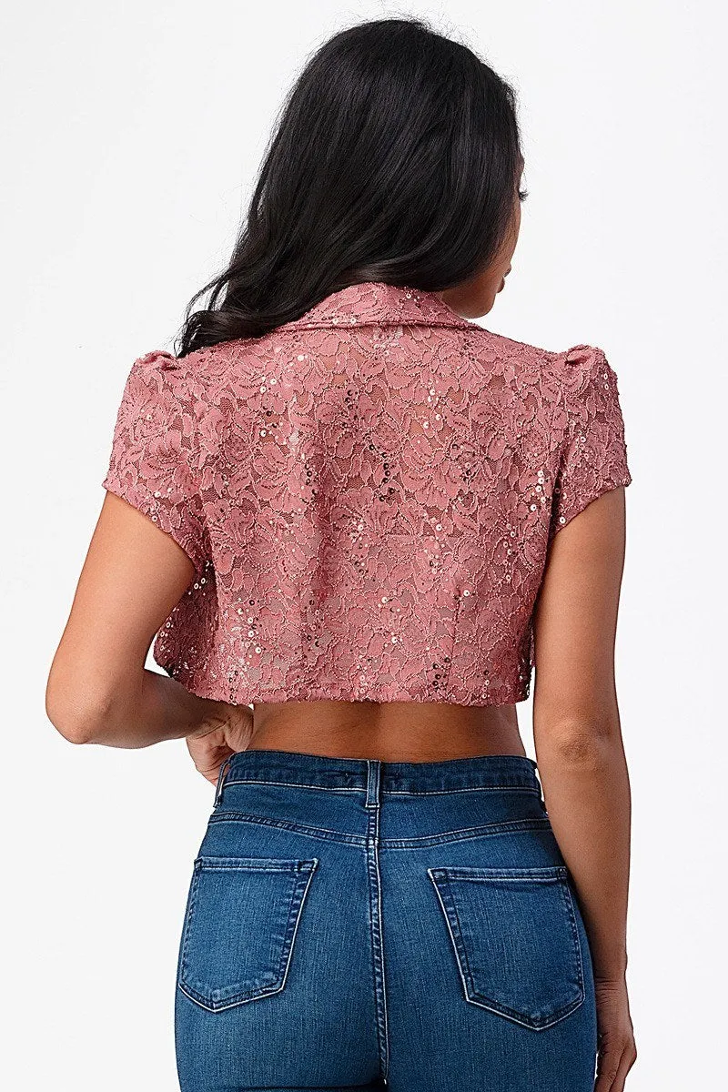 La Scala 11251 Short Sleeve Lace Jacket