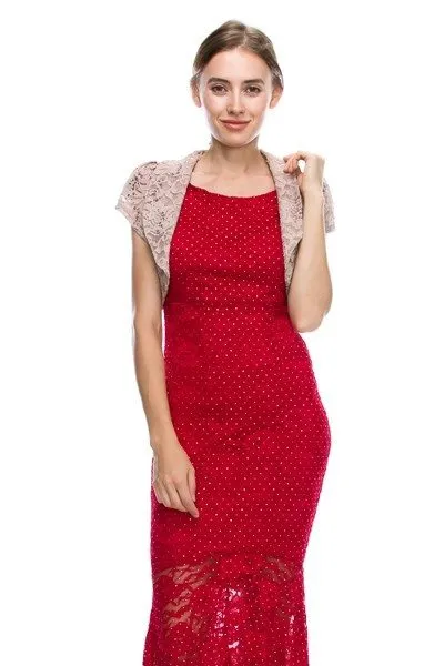 La Scala 11251 Short Sleeve Lace Jacket