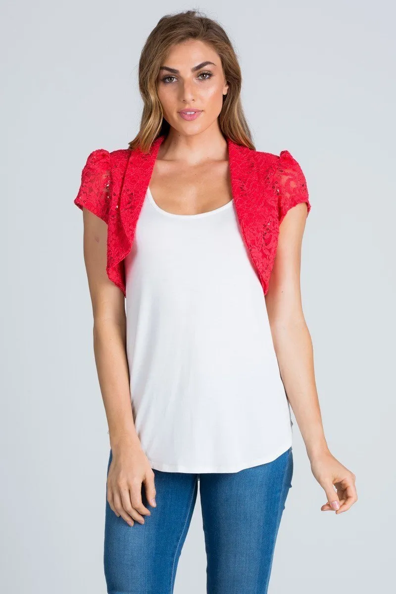 La Scala 11251 Short Sleeve Lace Jacket