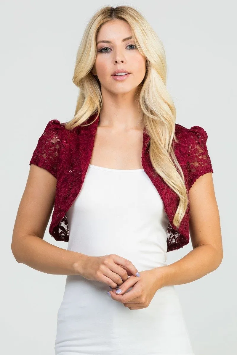 La Scala 11251 Short Sleeve Lace Jacket
