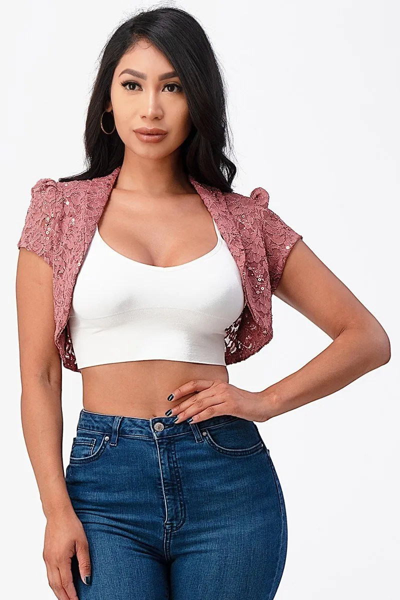 La Scala 11251 Short Sleeve Lace Jacket