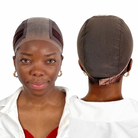 LAB HAIRS Wig Cap with Grip Band for Keeping Wigs in Place, More Full Cap-wide Transparent Lace for Lace Front Wigs - Brown/Black/Nude Non Slip Cap Make Your Wig Be Glueless (Brown-S)