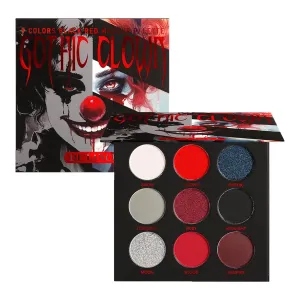 LAKSMI Gothic Clown Red Makeup Palette, 9 Shades, Black(Black and red eyeshadow palette)