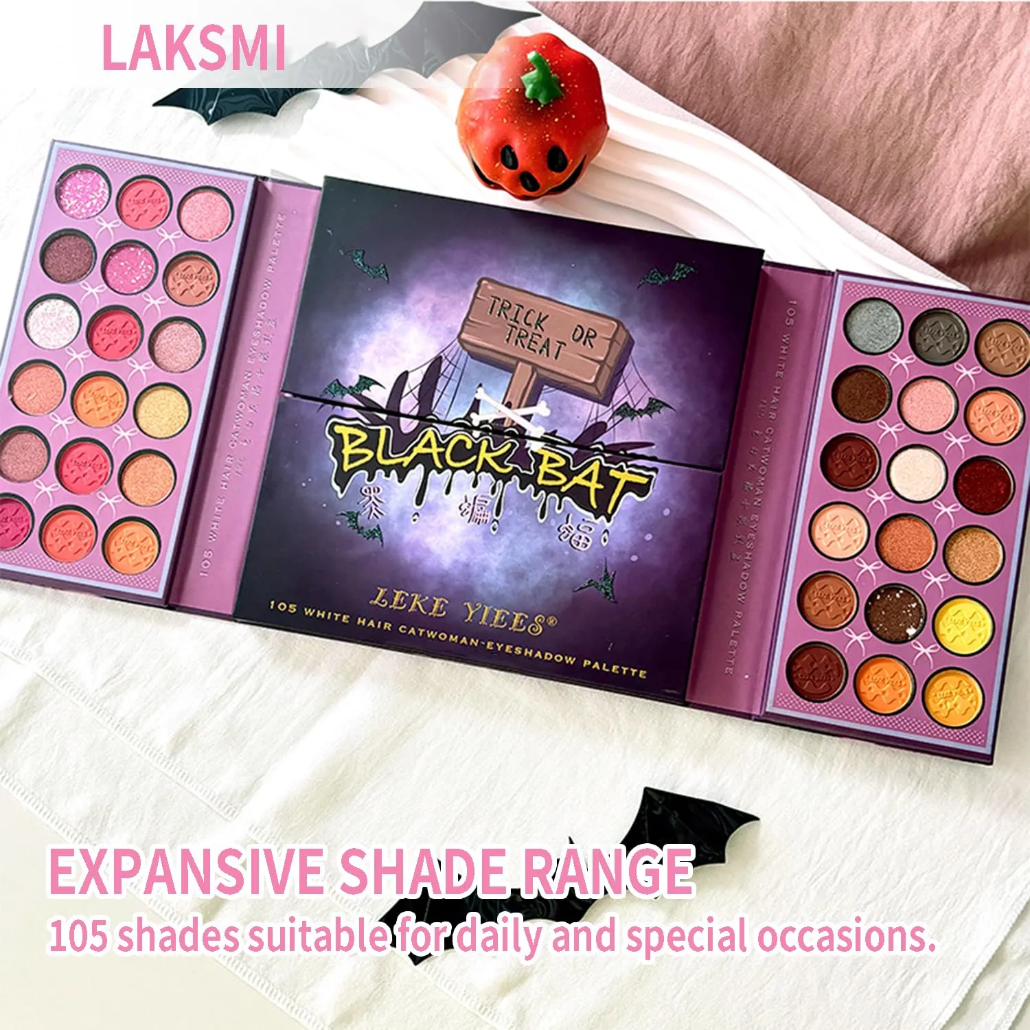 LAKSMI Highly Pigmented Eye Makeup Palette, Matte Shimmer Metallic 105-Color Eyeshadow Palette, Long Lasting BlendableEye Shadows Cosmetics Gift Kit, Suitable for Various Occasions (Purple)