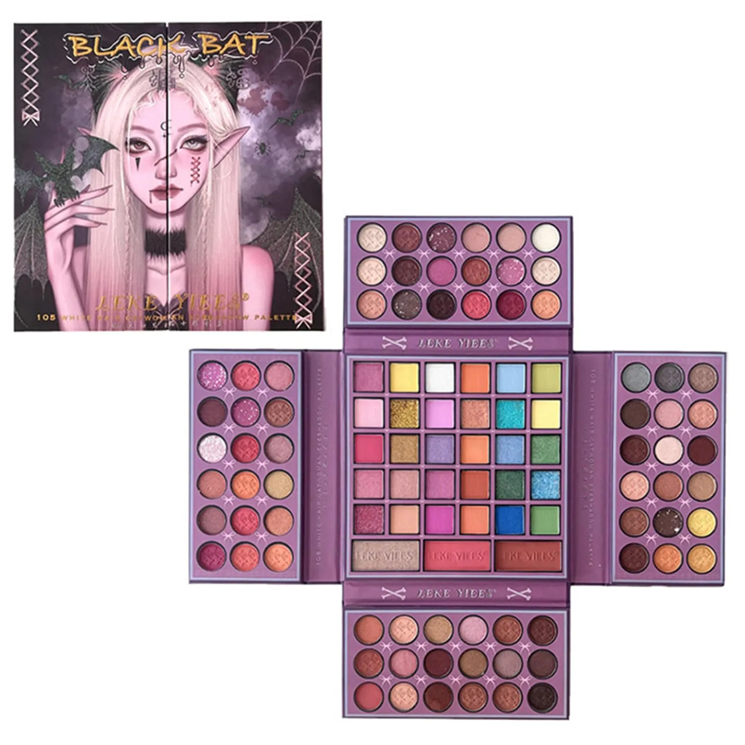 LAKSMI Highly Pigmented Eye Makeup Palette, Matte Shimmer Metallic 105-Color Eyeshadow Palette, Long Lasting BlendableEye Shadows Cosmetics Gift Kit, Suitable for Various Occasions (Purple)