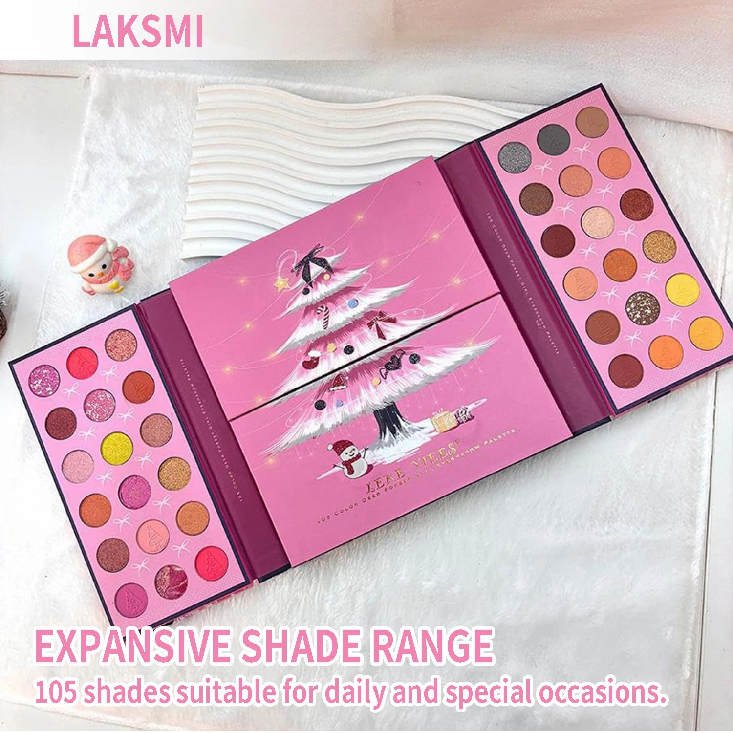 LAKSMI Highly Pigmented Eye Makeup Palette, Matte Shimmer Metallic 105-Color Eyeshadow Palette, Long Lasting BlendableEye Shadows Cosmetics Gift Kit, Suitable for Various Occasions (Pink)