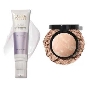 LAURA GELLER NEW YORK Illuminating Duo: Baked Balance-n-Glow Illuminating Foundation, Porcelain   Spackle Skin-Perfecting Makeup Primer, Diamond