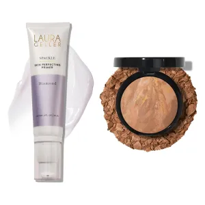 LAURA GELLER NEW YORK Illuminating Duo: Baked Balance-n-Glow Illuminating Foundation, Sand   Spackle Skin-Perfecting Makeup Primer, Diamond